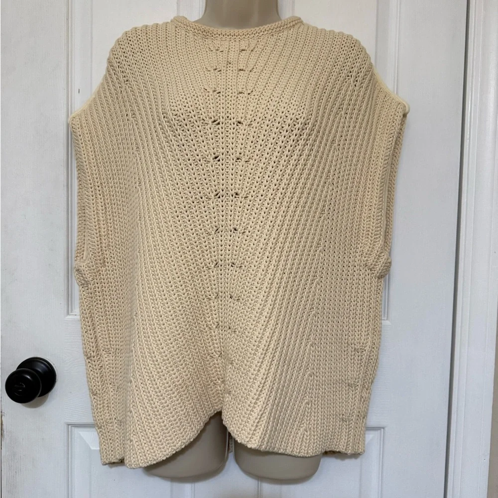 rag & bone Shane Cream Chunky Knit Sweater Vest Boxy Fit Size S - Picture 5 of 11